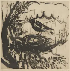 Magpie 1977 by Brett Whiteley, 1977, sugarlift aquatint, sold Dec 2014