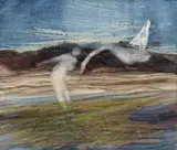 Leda and the Swan by Sidney Nolan, mixed media on board, sold Sep 2014