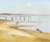 Early Morning, Rosebud Beach c1975 by Arthur Boyd, c1975, oil on composition board, sold Sep 2014