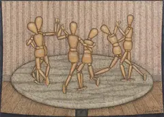 Three Couples Dancing 1992 by John Brack, 1992, watercolour, pen and ink on paper, sold Sep 2014