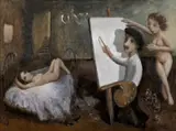 Garry Shead, Artist with Muse - The Unexpected Muse (Velazquez) 2001