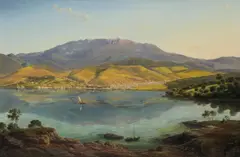 Eugene von Guerard, View of Hobart Town, with Mount Wellington in the Background 1856, 1856, oil on canvas