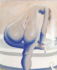 Nude in Bath 1986 by Brett Whiteley, 1986, watercolour, oil and gouache on card, sold Sep 2014