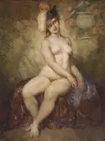 The Pink Plumed Hat c1935 by Norman Lindsay, c1935, oil on canvas, sold Sep 2014