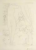 Pablo Picasso, Sculpture, Model Wearing Mask and Statue of Standing Nude 1933, 1933, etching
