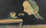 Charles Blackman, Untitled (Alice in Wonderland) 1956, 1956, ink, wash and pastel on paper on board