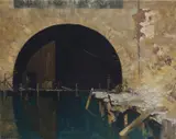 The Tunnel, Bellicourt Entrance c1918 by Arthur Streeton, c1918, oil on canvas, sold Sep 2014