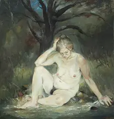 Seated Figure by a Creek 1972 by Arthur Boyd, 1972, oil on canvas, sold Sep 2014