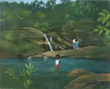 Women Working Fiji by Ray Crooke, oil on canvas, offered Sep 2014