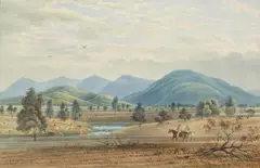 Duncan Elphinstone Cooper, Mount Cole and the Pyrenees, Victoria (near Challicum and Glenmona) 1871, 1871, watercolour on paper