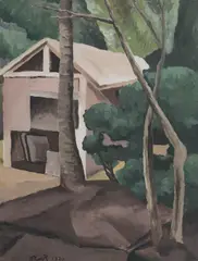 George Keyt, Untitled (House and Tree) 1930, 1930, oil on canvas