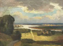 Untitled (Landscape) by Roland Wakelin, oil on board, sold Sep 2014