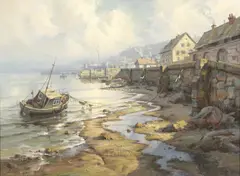 Andris Jansons, Cornish Harbour 1979, 1979, oil on canvas-board