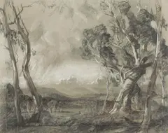 Untitled (Landscape) by Hans Heysen, pastel on paper, sold Sep 2014