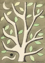 Untitled (Tree) by John Coburn, watercolour and ink on paper, sold Sep 2014