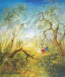 David Boyd, Untitled (Three Children Playing), oil on canvas