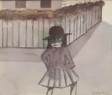 Charles Blackman, Schoolgirl 1954, 1954, watercolour on paper on board