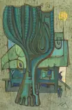 Teng Chuah Thean, Village Scene c1988, c1988, batik