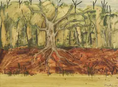 Murray River Tree 1962 by Albert Tucker, 1962, oil on board, offered Sep 2014