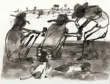John Olsen, Drinking Fitzroy Crossing II 1983, 1983, gouache on paper