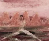 Figure in Landscape, Asia 1967 by Sidney Nolan, 1967, ripolin and crayon on paper, sold Sep 2014