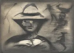 Untitled (Daisy Bates) by Charles Blackman, charcoal on paper, offered Sep 2014