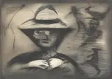 Untitled (Daisy Bates) by Charles Blackman, charcoal on paper, offered Sep 2014