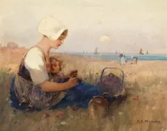 Untitled (A Day at the Seaside) by Benjamin Edwin Minns, watercolour on paper, sold Sep 2014