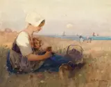 Benjamin Edwin Minns, Untitled (A Day at the Seaside), watercolour on paper