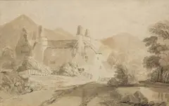 John Skinner Prout, Untitled (House in Mountain Landscape) 1840, 1840, sepia on paper