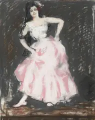 The Spanish Dancer by Charles Conder, pastel and charcoal on linen on board, offered Sep 2014