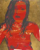 David Bromley, Alexia, synthetic polymer paint and gold leaf on canvas