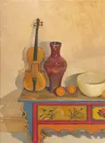 Brian Dunlop, Untitled (Violin, Red Vase and Mandolin), oil on canvas
