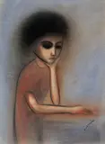 Robert Dickerson, In Contemplation, pastel on paper on board