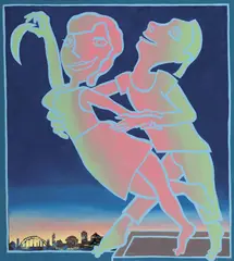 Andrew Sibley, In Love with the Moon Catcher (Mad Lovers series) 1999, 1999, oil and enamel on linen