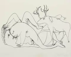 Reindeer by Arthur Boyd, pen and ink on paper, offered Sep 2014