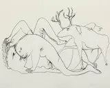Arthur Boyd, Reindeer, pen and ink on paper