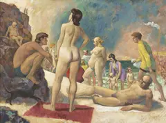 Untitled (Beach Scene) by John Santry, oil on canvas on board, offered Sep 2014