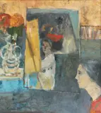 Judy Cassab, Self Portrait with Model 1988