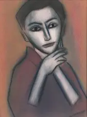 Untitled (Face) by Robert Dickerson, pastel on paper, sold Sep 2014