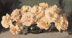 Roses (Apricot Nectar) by Alan Douglas Baker, oil on board, sold Sep 2014