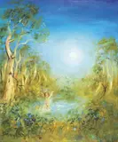 David Boyd, Untitled (Nude Bathing), oil on board