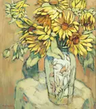 Fu Hong, Sunflowers, oil on canvas