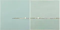 Peter Simpson, Shoreline, oil on canvas (diptych)