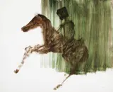 Kelly on Horseback c1962 by Sidney Nolan, c1962, ripolin on paper, sold Jul 2014