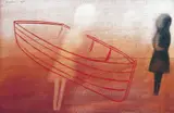 Two Figures and a Boat 1966 by Charles Blackman, 1966, oil on board, sold Jul 2014