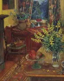 Margaret Olley, Yellow Lupins in Interior 1991