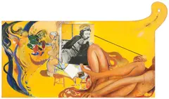 Brett Whiteley, Gauguin (Also known as Portrait of Paul Gauguin on the Eve of his Attempted Suicide, Tahiti) 1968, 1968, oil, acrylic, charcoal, graphite, plastic, glass, wood & printed paper collage construction on panel
