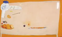 Brett Whiteley, The Orange Table 1977-78, 1977-78, oil, mixed media and collage on board