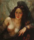 The Mantilla 1941 by Norman Lindsay, 1941, oil on canvas on board, offered Jul 2014